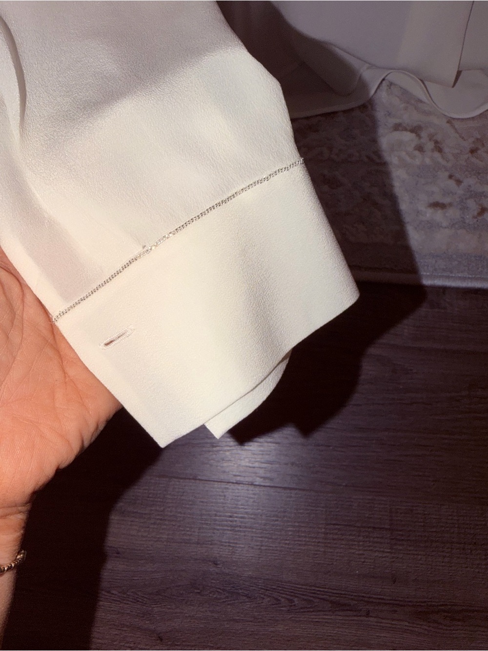 Lafayette 148 New York White Sheer Button-Front Utility Blouse - Picture 4 of 5